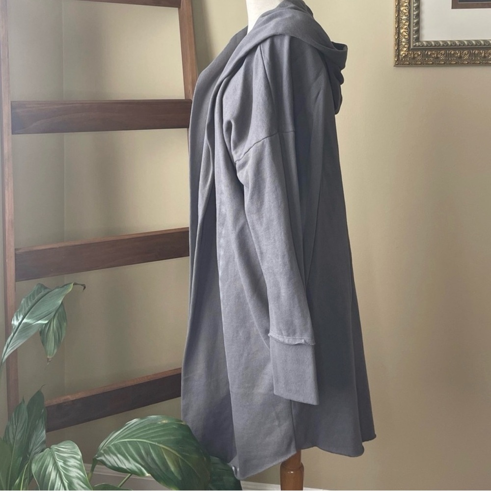 Mono B charcoal gray hooded open front cardigan with pockets - Picture 3 of 5